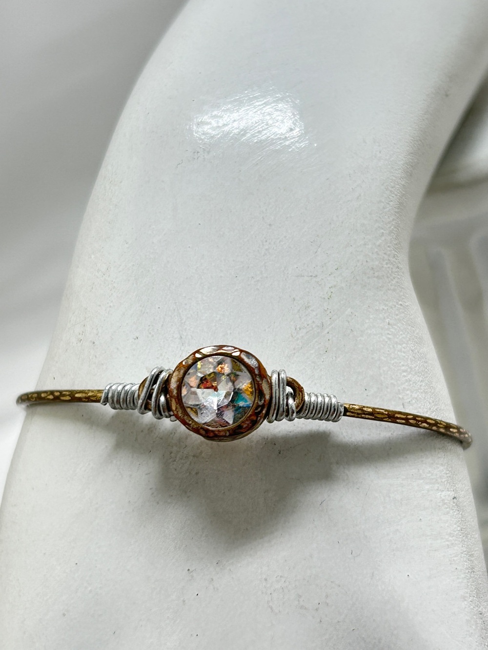 Canvas, Mixed Metal And Crystal Wire Bracelet